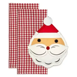 Outlet Kirklands Home Red Santa Gingham 3-pc. Dishtowel & Potholder Set