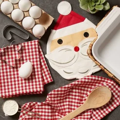 Outlet Kirklands Home Red Santa Gingham 3-pc. Dishtowel & Potholder Set