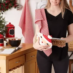 Outlet Kirklands Home Red Santa Gingham 3-pc. Dishtowel & Potholder Set