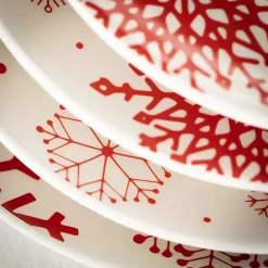 Sale Kirklands Home Red Snowflake Plates, Set of 4