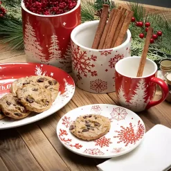 Sale Kirklands Home Red Snowflake Plates, Set of 4