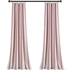 Best Kirklands Home Stripe Farmhouse Curtain Panel Set, 95 in. Red