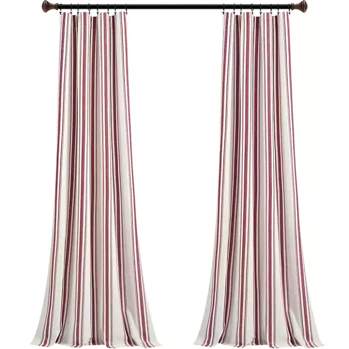 Best Kirklands Home Stripe Farmhouse Curtain Panel Set, 95 in. Red