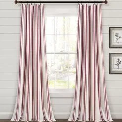 Best Kirklands Home Stripe Farmhouse Curtain Panel Set, 95 in. Red
