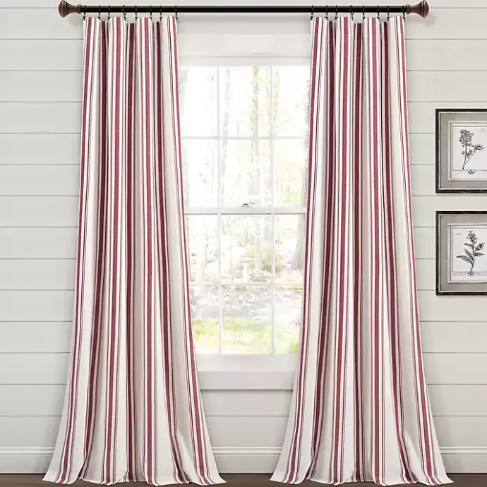 Best Kirklands Home Stripe Farmhouse Curtain Panel Set, 95 in. Red