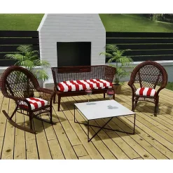 Sale Kirklands Home Red Stripe French 3-pc. Outdoor Wicker Cushion Set