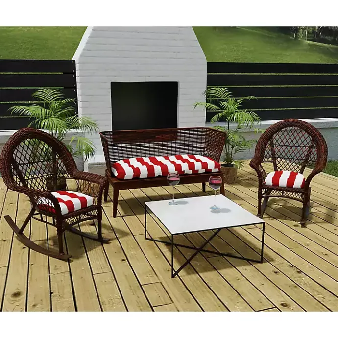 Sale Kirklands Home Red Stripe French 3-pc. Outdoor Wicker Cushion Set