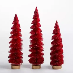 Sale Kirklands Home Swirl Bottle Brush Christmas Trees, Set of 3 Red