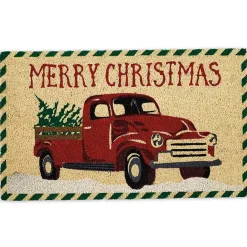 Kirklands Home Red Truck Merry Christmas Tree Doormat