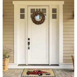 Kirklands Home Red Truck Merry Christmas Tree Doormat