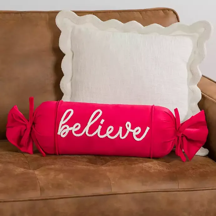 Online Kirklands Home Velvet Believe Bolster Pillow Red