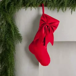 Best Kirklands Home Velvet Bow Christmas Stocking Red