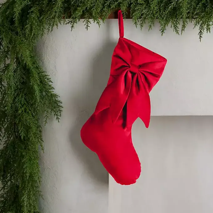 Best Kirklands Home Velvet Bow Christmas Stocking Red