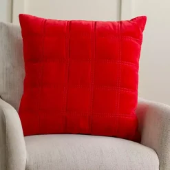 Sale Kirklands Home Velvet Quilted Pillow, 22 in. Red
