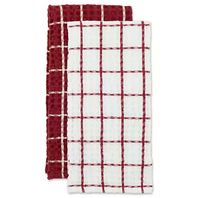 Outlet Kirklands Home Windowpane Oversized Dish Towels, Set of 2 Red