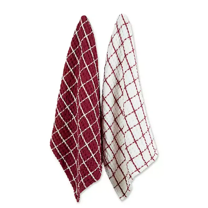 Outlet Kirklands Home Windowpane Oversized Dish Towels, Set of 2 Red