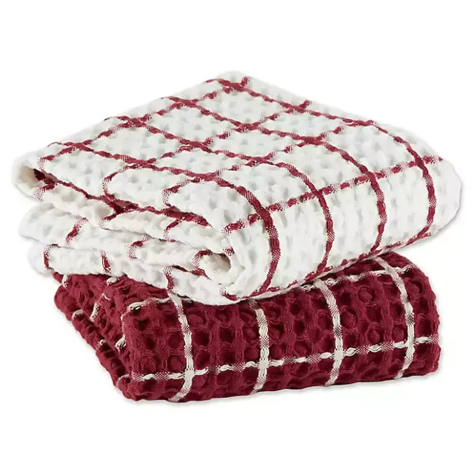 Outlet Kirklands Home Windowpane Oversized Dish Towels, Set of 2 Red