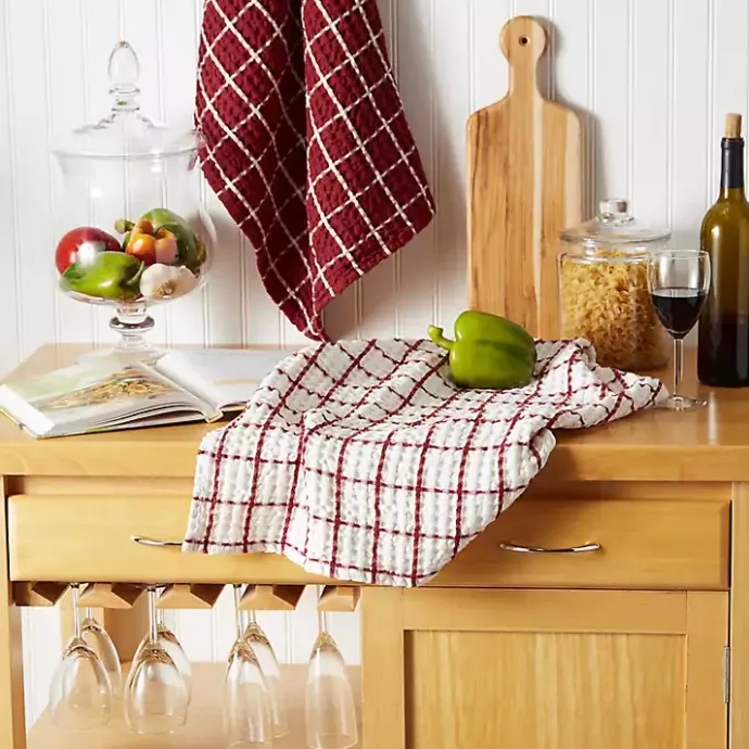 Outlet Kirklands Home Windowpane Oversized Dish Towels, Set of 2 Red