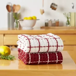 Outlet Kirklands Home Windowpane Oversized Dish Towels, Set of 2 Red