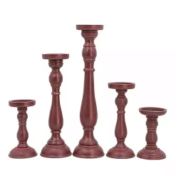 Sale Kirklands Home Wood Spindle Taper Candle Holders, Set of 5 Red