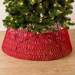 Hot Kirklands Home Woven Seagrass Christmas Tree Collar, 26 in. Red