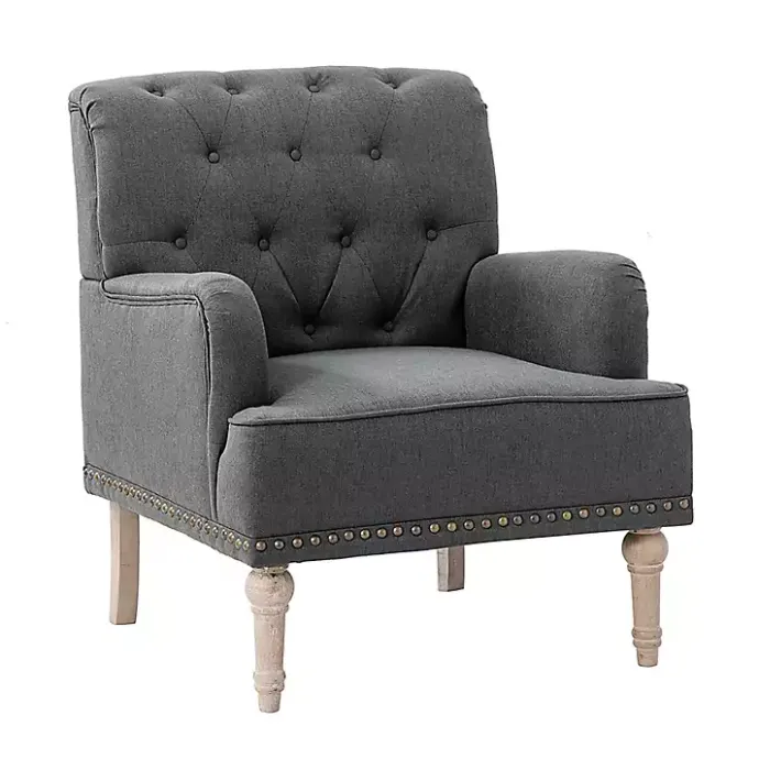 Clearance Kirklands Home Reginald Charcoal Button Tufted Armchair Gray