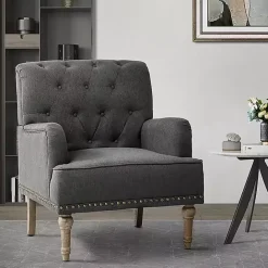 Clearance Kirklands Home Reginald Charcoal Button Tufted Armchair Gray