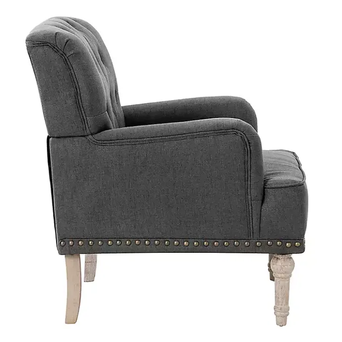 Clearance Kirklands Home Reginald Charcoal Button Tufted Armchair Gray