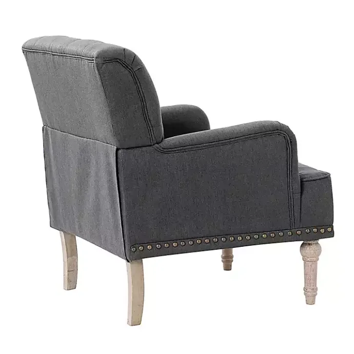 Clearance Kirklands Home Reginald Charcoal Button Tufted Armchair Gray