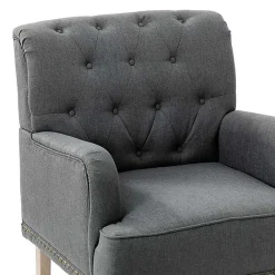 Clearance Kirklands Home Reginald Charcoal Button Tufted Armchair Gray