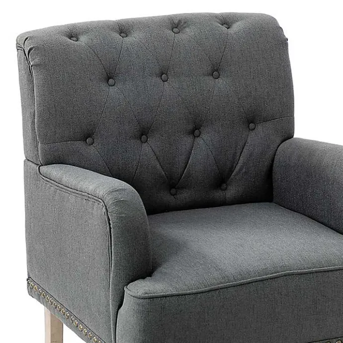 Clearance Kirklands Home Reginald Charcoal Button Tufted Armchair Gray
