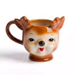 New Kirklands Home Reindeer Figural Christmas Mug Brown