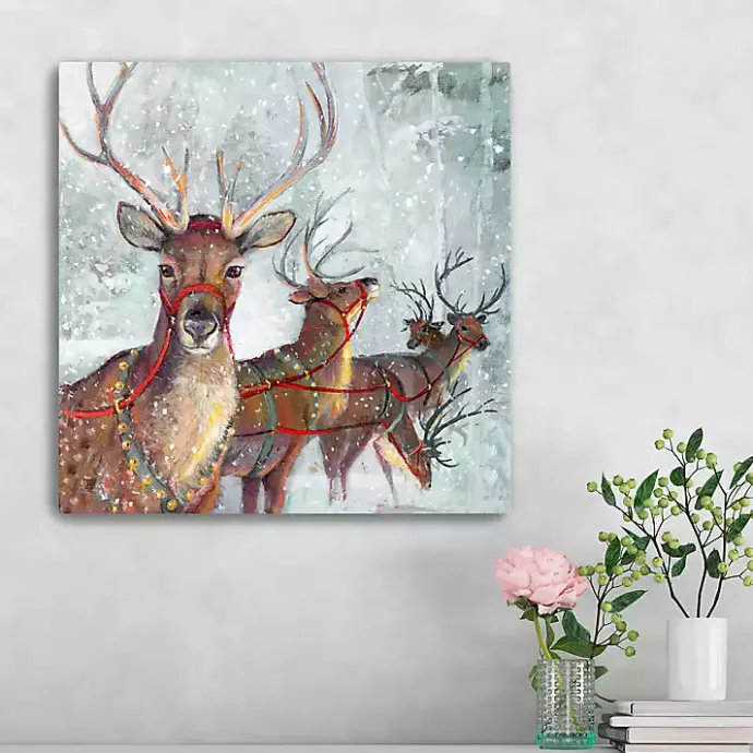 Sale Kirklands Home Reindeer in the Snow Canvas Art Print