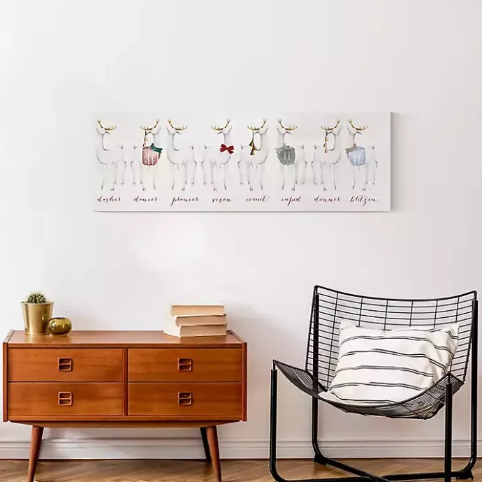 Sale Kirklands Home Reindeer Lineup Canvas Art Print White