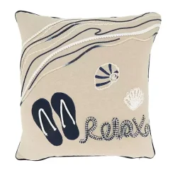 Sale Kirklands Home Relax Beachscape Embroidered Throw Pillow