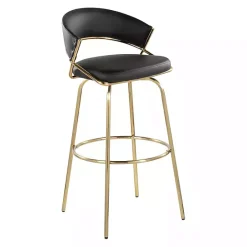 New Kirklands Home Remy & Gold Swivel Bar Stools, Set of 2 Black