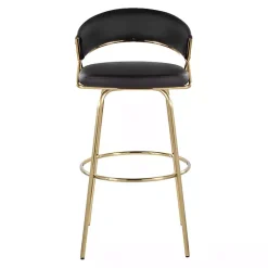 New Kirklands Home Remy & Gold Swivel Bar Stools, Set of 2 Black