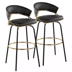 Clearance Kirklands Home Remy Swivel Bar Stools, Set of 2 Black