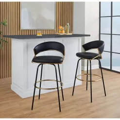 Clearance Kirklands Home Remy Swivel Bar Stools, Set of 2 Black