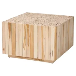 Online Kirklands Home Repurposed Wood Logs Square Coffee Table Tan