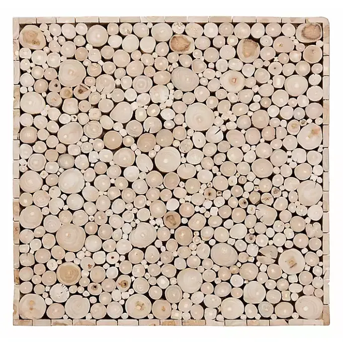 Online Kirklands Home Repurposed Wood Logs Square Coffee Table Tan