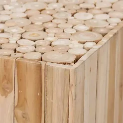 Online Kirklands Home Repurposed Wood Logs Square Coffee Table Tan