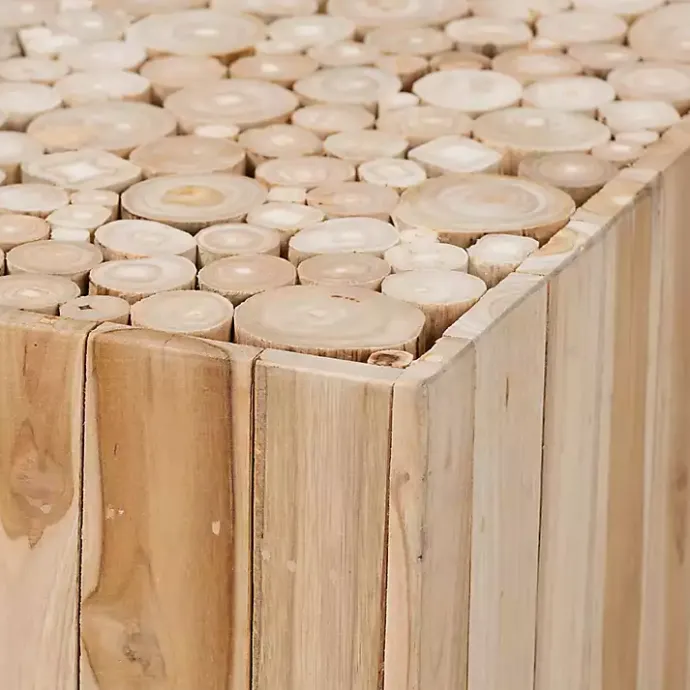 Online Kirklands Home Repurposed Wood Logs Square Coffee Table Tan