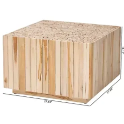 Online Kirklands Home Repurposed Wood Logs Square Coffee Table Tan