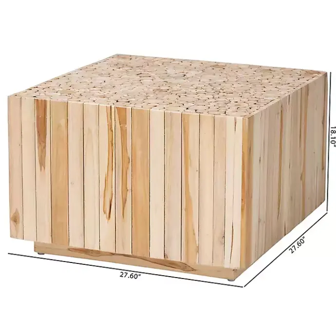 Online Kirklands Home Repurposed Wood Logs Square Coffee Table Tan