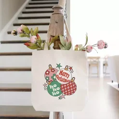 Clearance Kirklands Home Retro Christmas Ornaments Canvas Tote Bag