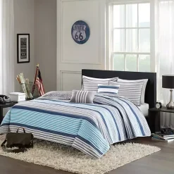 New Kirklands Home Reversible Stripes 5-pc. Full/Queen Quilt Set