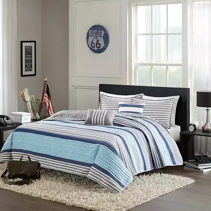 New Kirklands Home Reversible Stripes 5-pc. Full/Queen Quilt Set