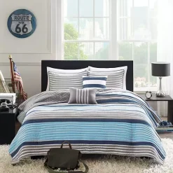 Clearance Kirklands Home Reversible Stripes 4-pc. Twin/Twin XL Quilt Set