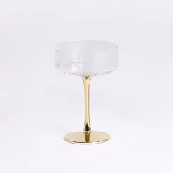 Online Kirklands Home Ripple Gold Base Coupe Wine Glass